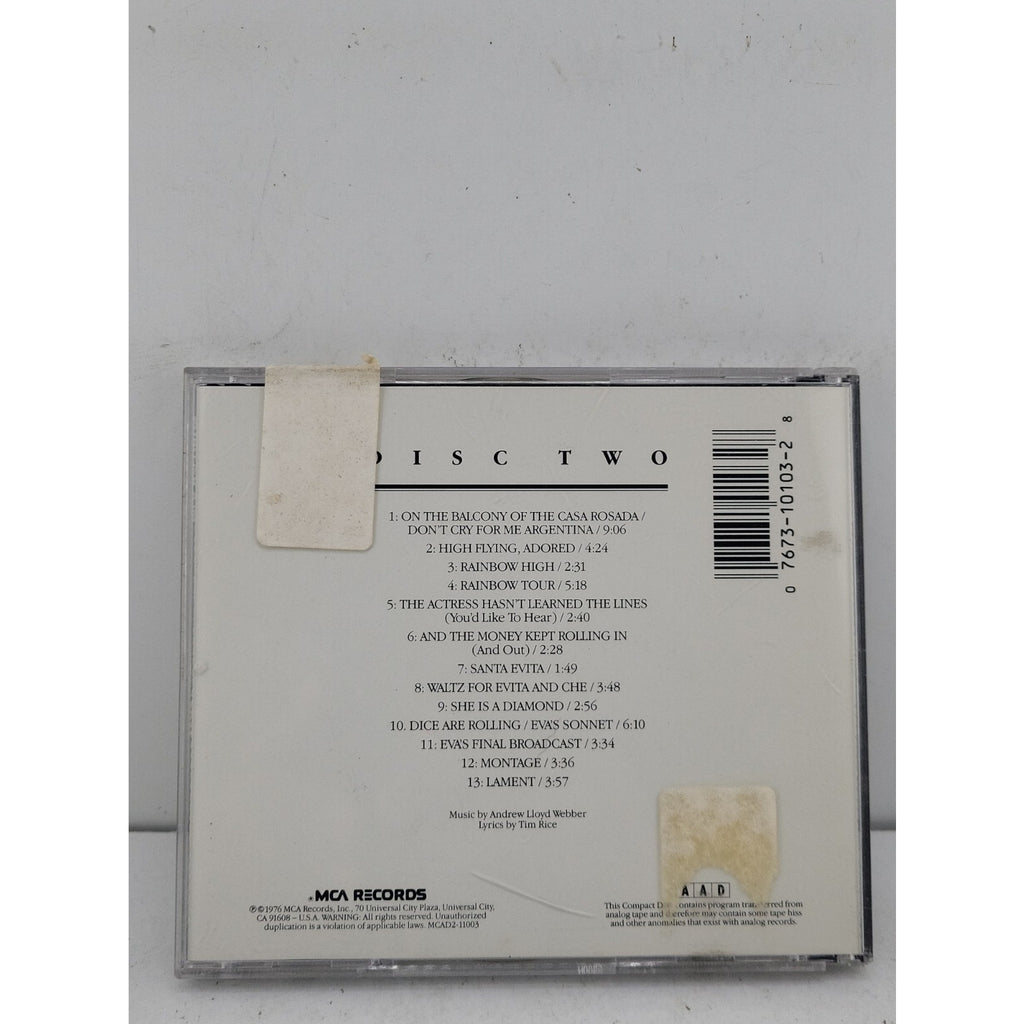 Evita: An Opera Based On the Life Story of Eva Peron 1919-1952 CD