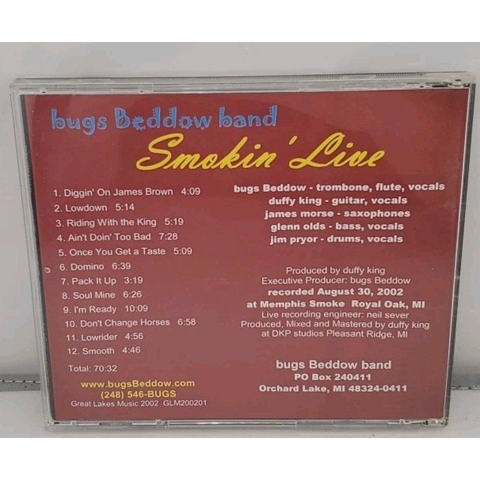 Bugs Beddow Band CD Bone Hommes Tour Smokin' Live (CD)