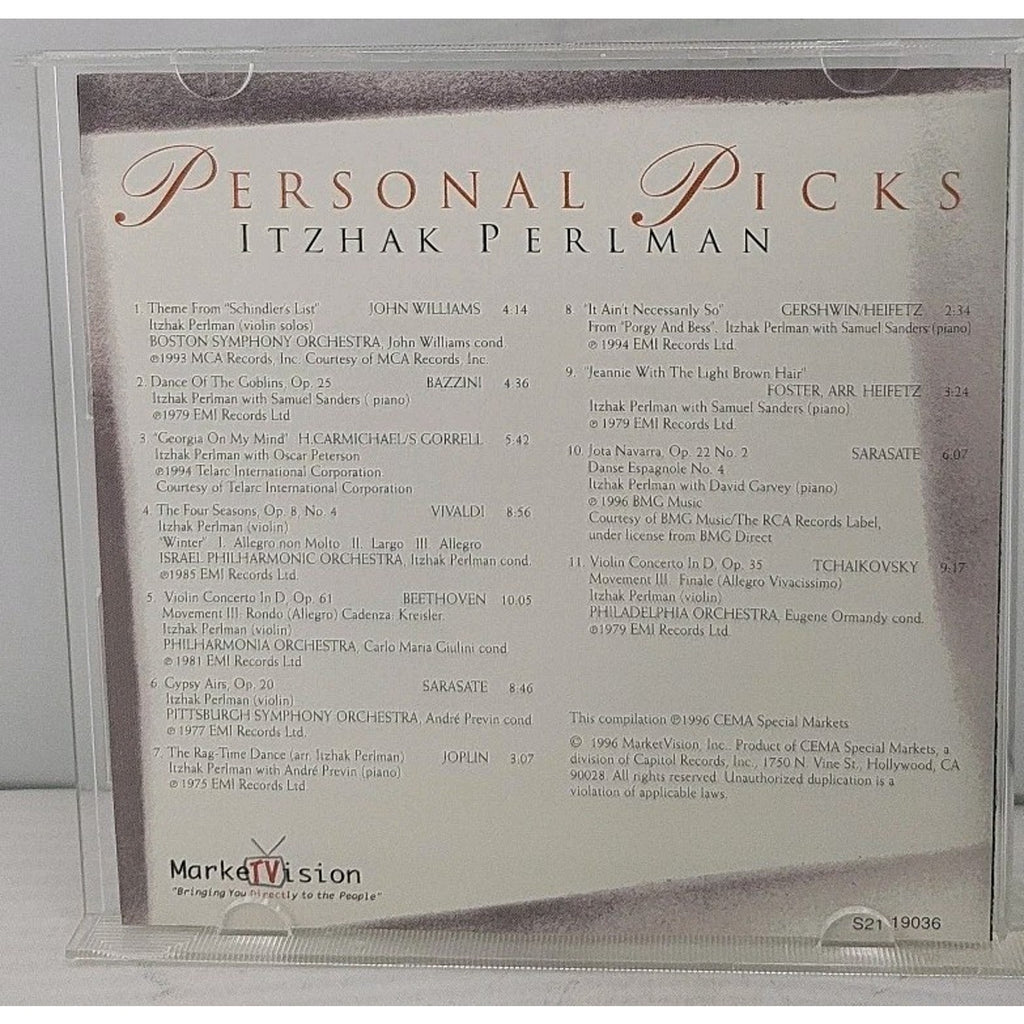 Itzhak Pearlman: Personal Picks Music CD