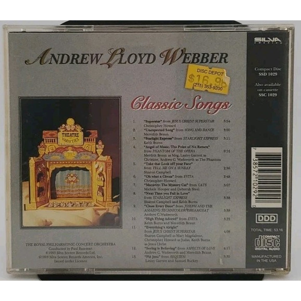 Classics Songs by Andrew Lloyd Webber (Composer) (CD, Oct-1993, Silva America)