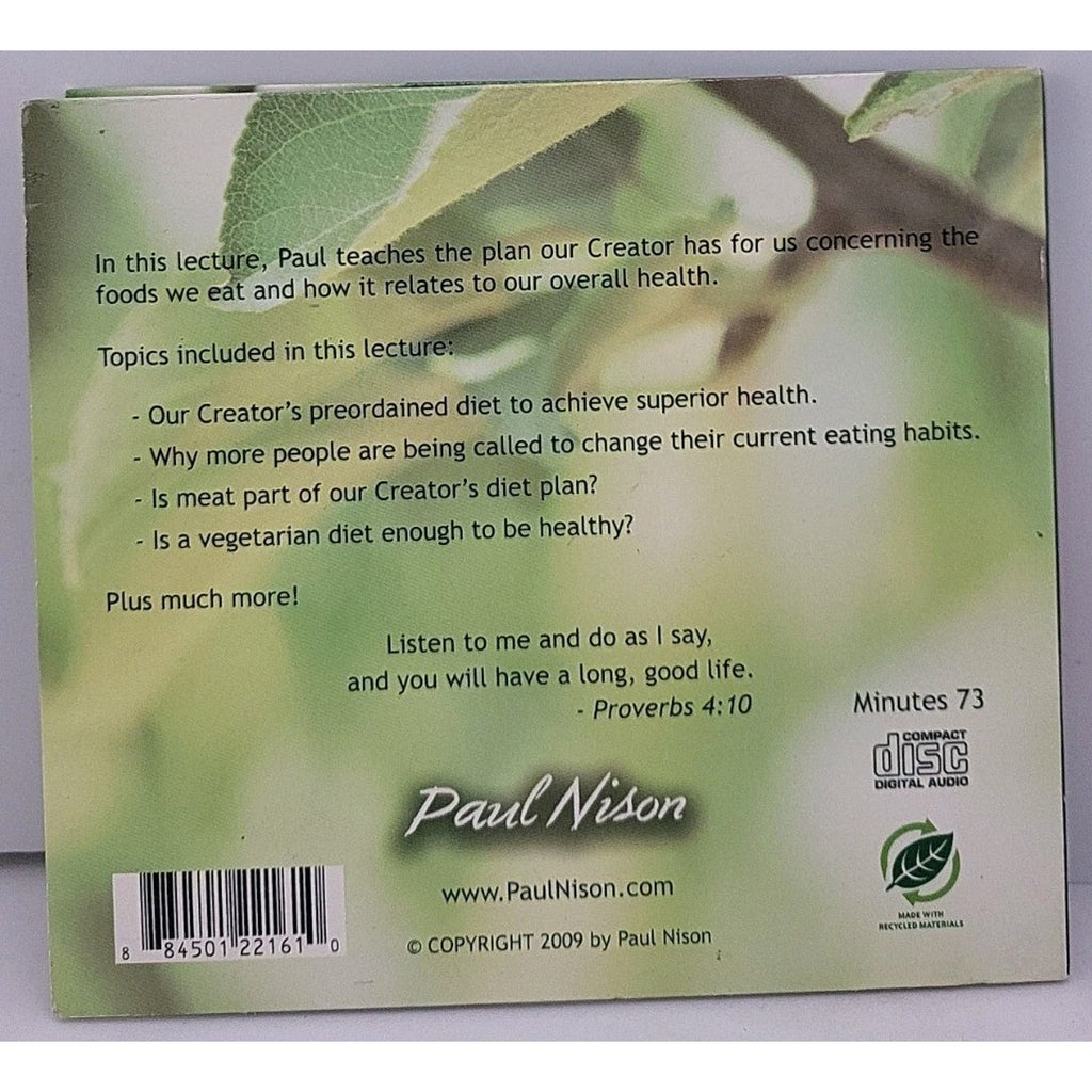 Diet According To The Scriptures By Paul Nison CD