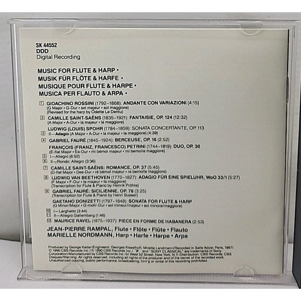 Music for Flute & Harp by Rampal / Nordmann (CD, 1990)