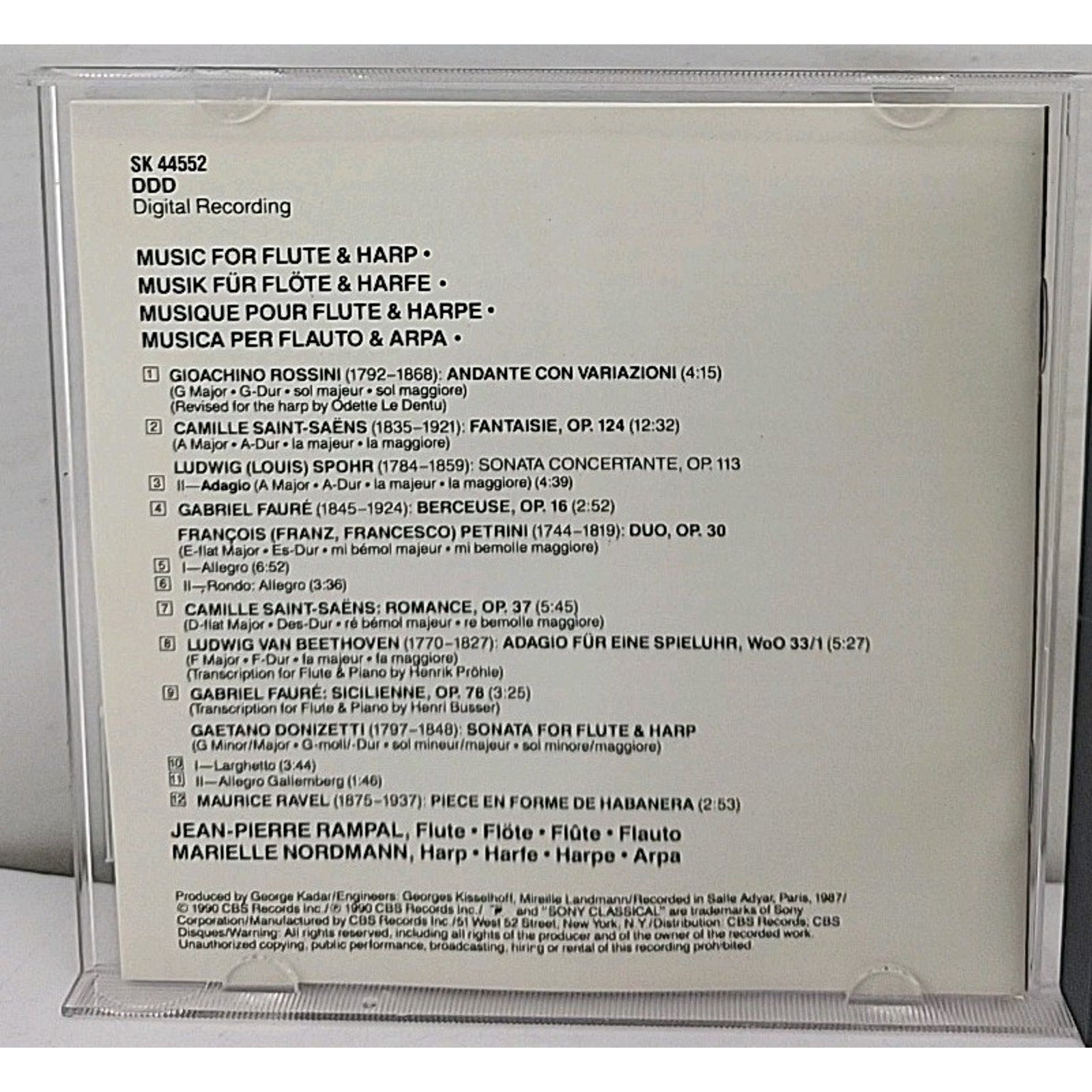 Music for Flute & Harp by Rampal / Nordmann (CD, 1990)