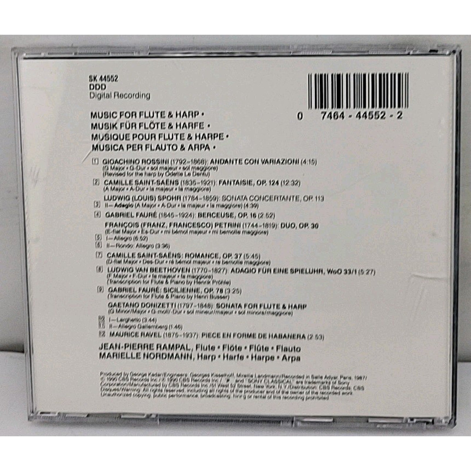 Music for Flute & Harp by Rampal / Nordmann (CD, 1990)