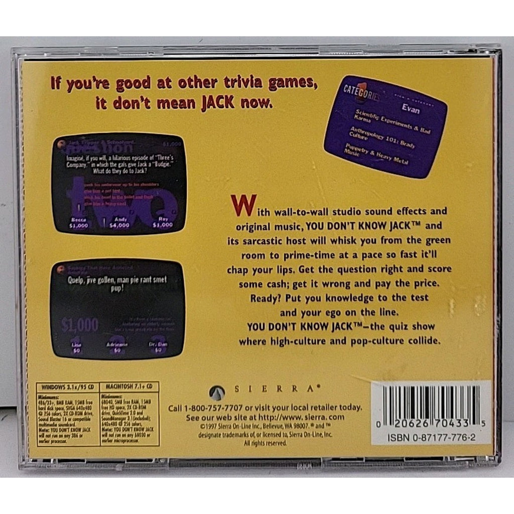 You Don't Know Jack Version 1.01 Trivia Game PC CD-ROM Windows Mac 1995 Jackbox