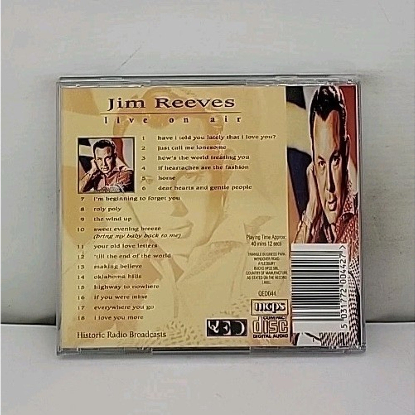 Jim Reeves CD Live On Air Historic Radio Broadcast Country Album 18 Tracks Music