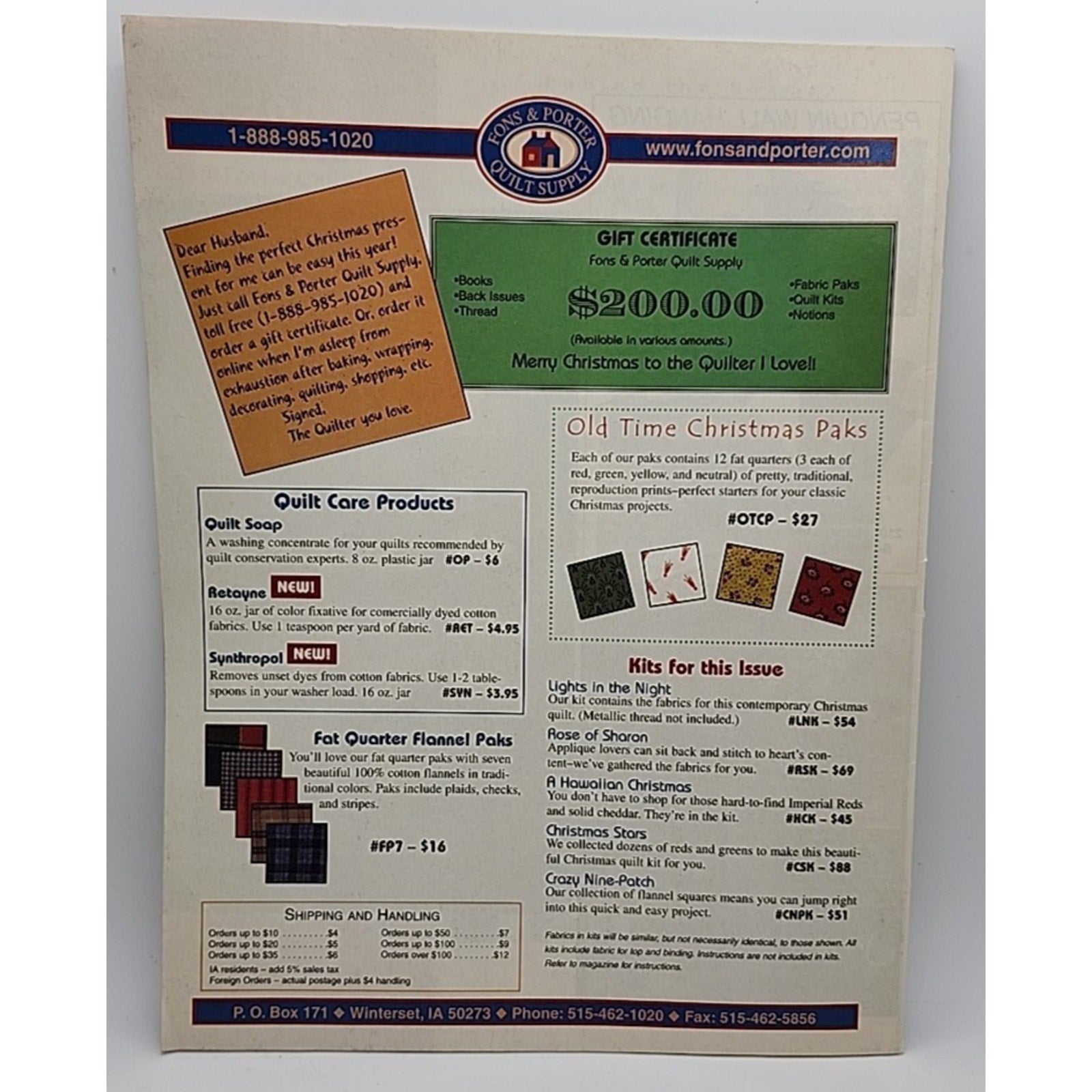 Fons & Porter's Love of Quilting Magazine Nov/Dec 2000