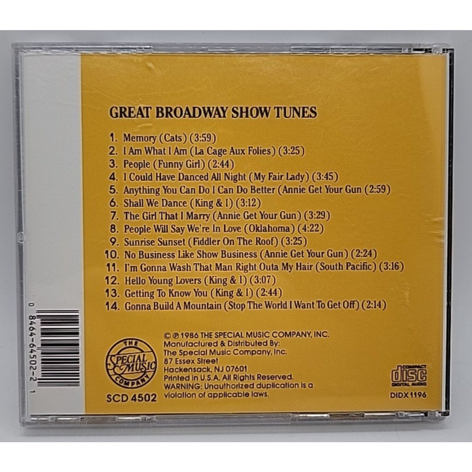 Great Broadway Show Tunes by New York Theatre Orchestra & Chorus (CD, Special)