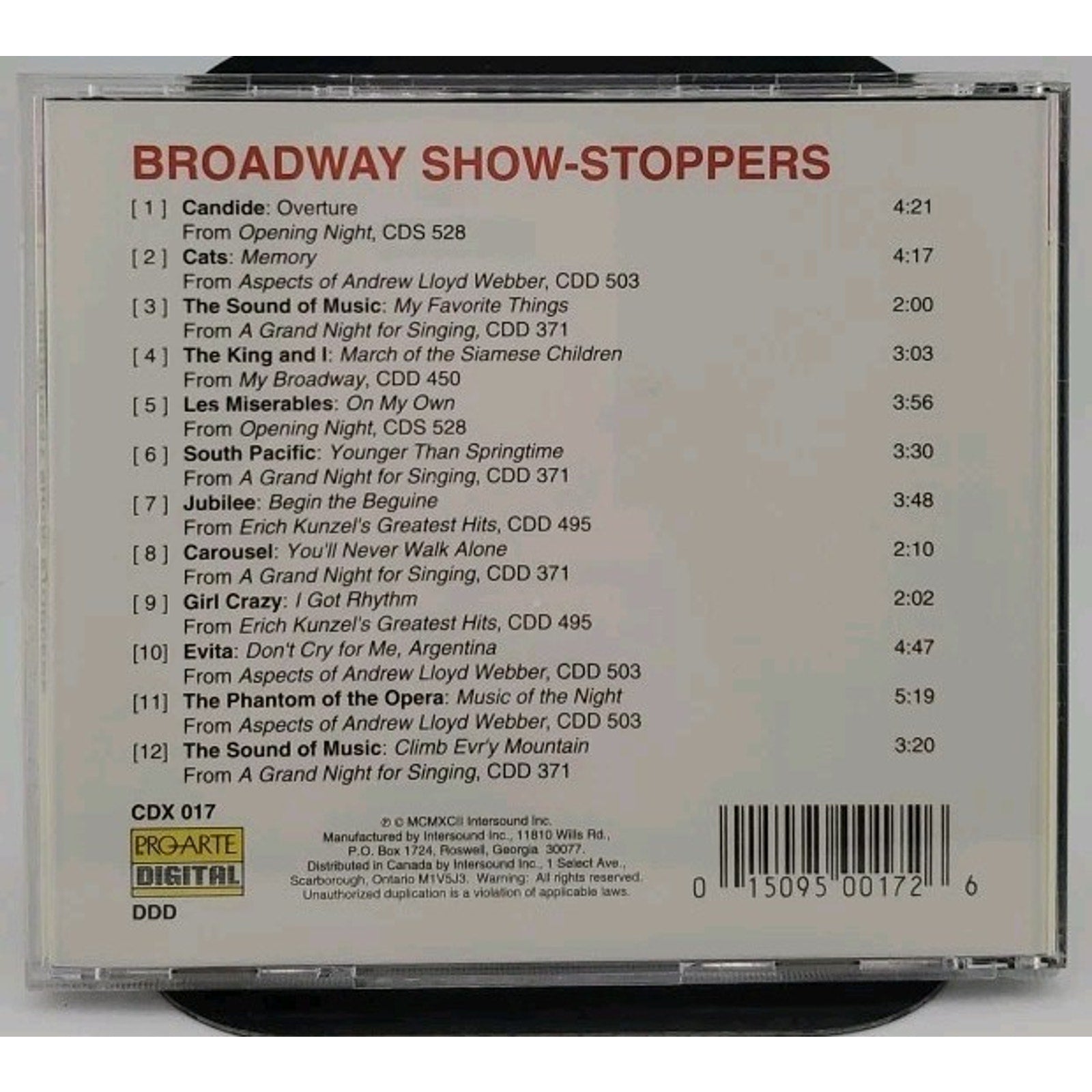 Broadway Show-Stoppers CD