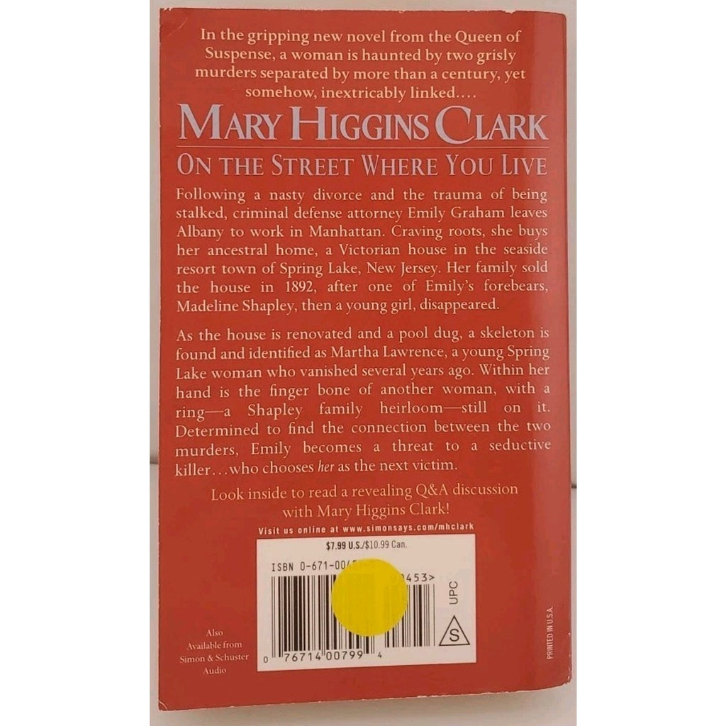 On the Street Where You Live by Mary Higgins Clark (2002, Mass Market)