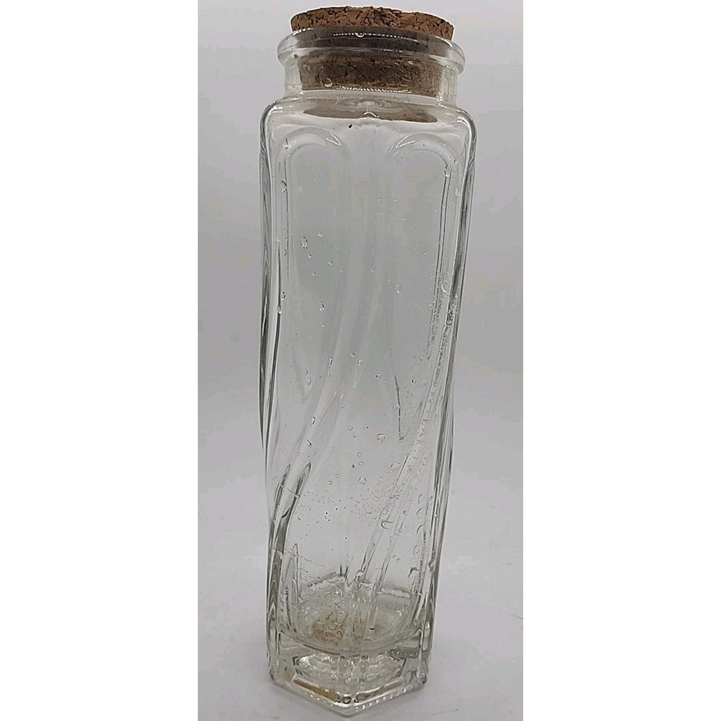 9" Swirl Design Glass Container With Cork