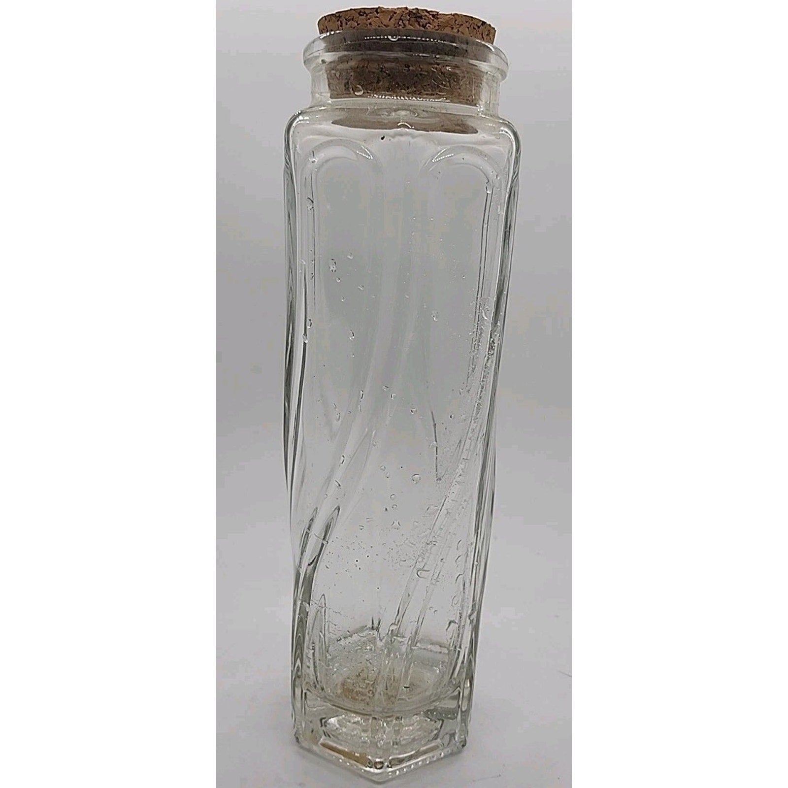 9" Swirl Design Glass Container With Cork