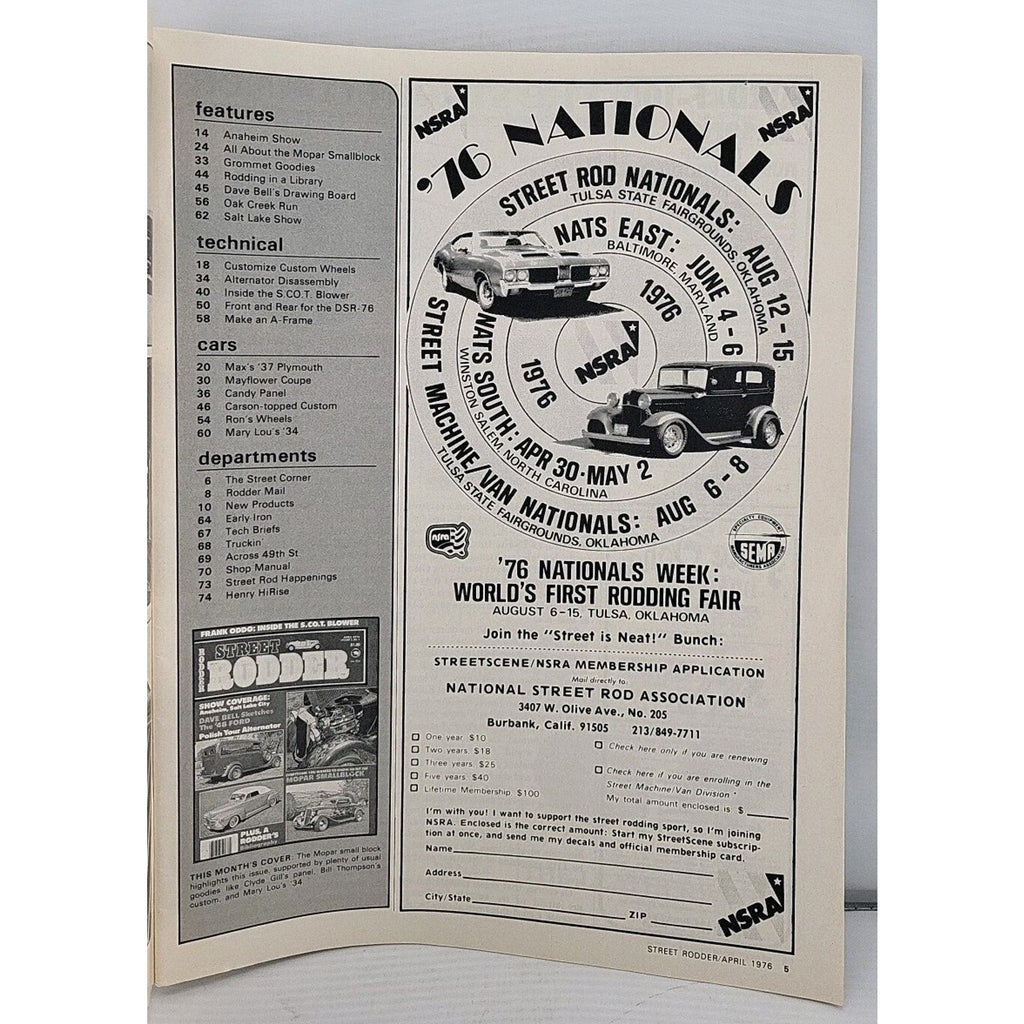 Street Rodder Magazine April 1976 Volume 5 No. 4