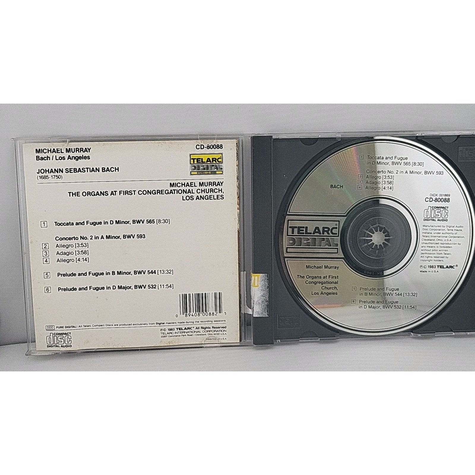 In Los Angeles / Toccata & Fugue by Bach / Murray (CD, 1990)