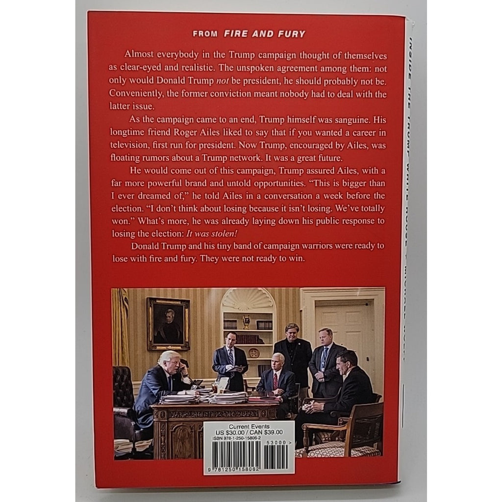 Fire and Fury : Inside the Trump White House by Michael Wolff (2018, Hardcover)