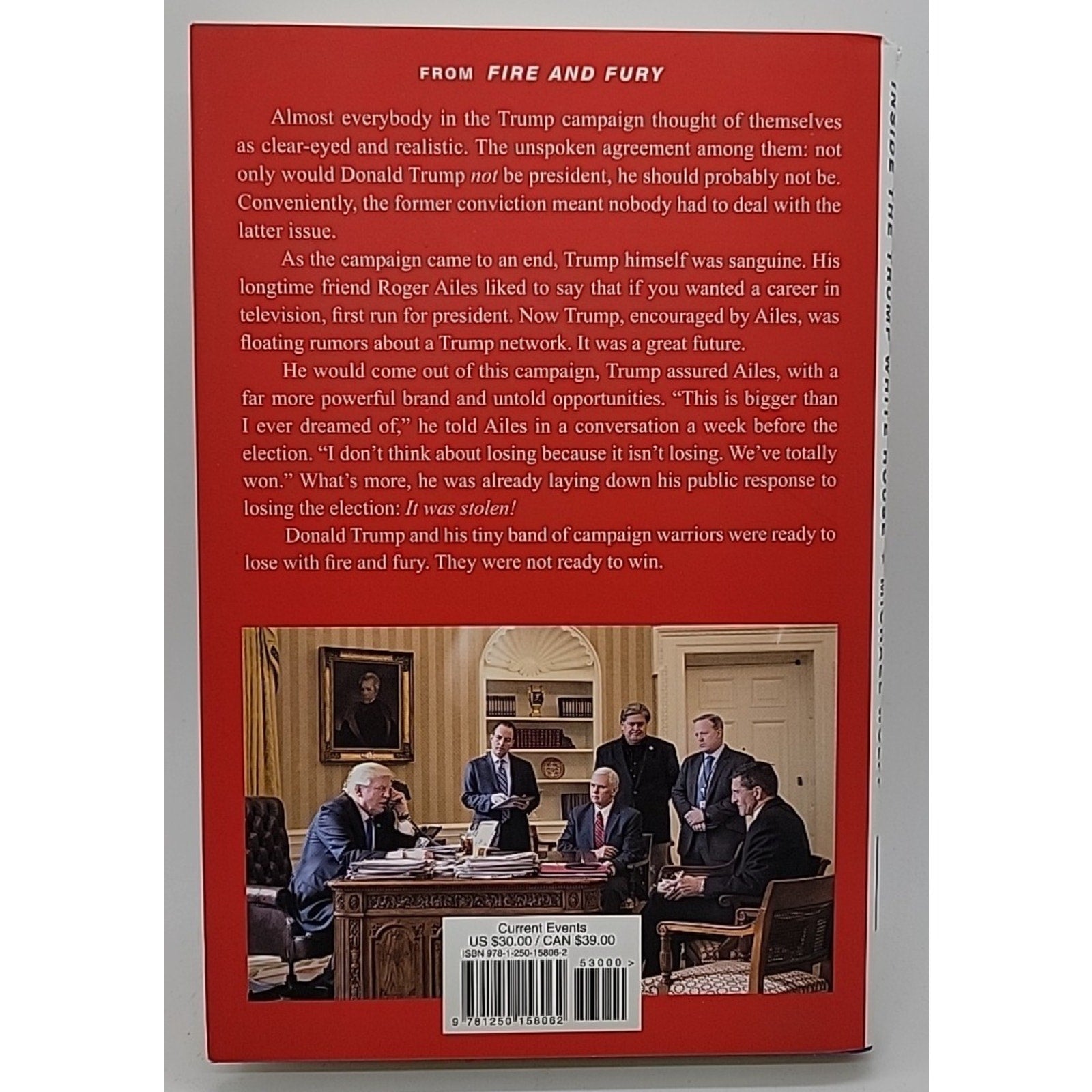 Fire and Fury : Inside the Trump White House by Michael Wolff (2018, Hardcover)