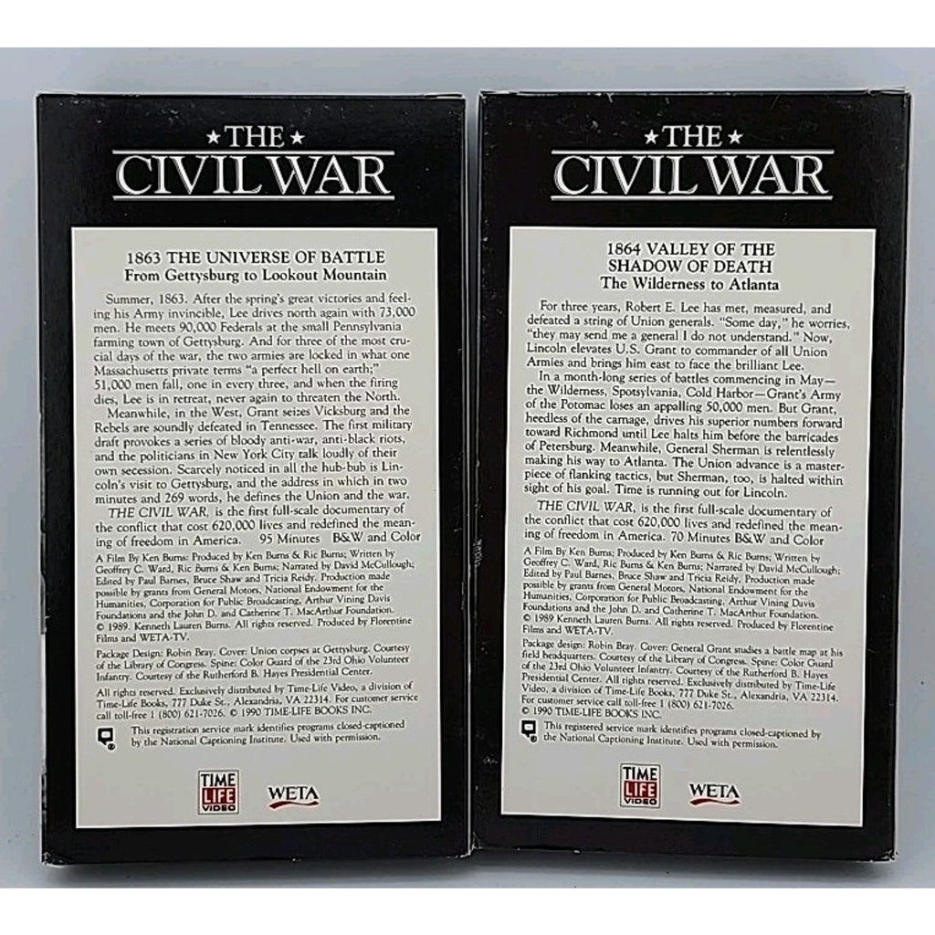 The Civil War Set Of 9 VHS Tapes 1861-1865 By Ken Burns Time Life Video