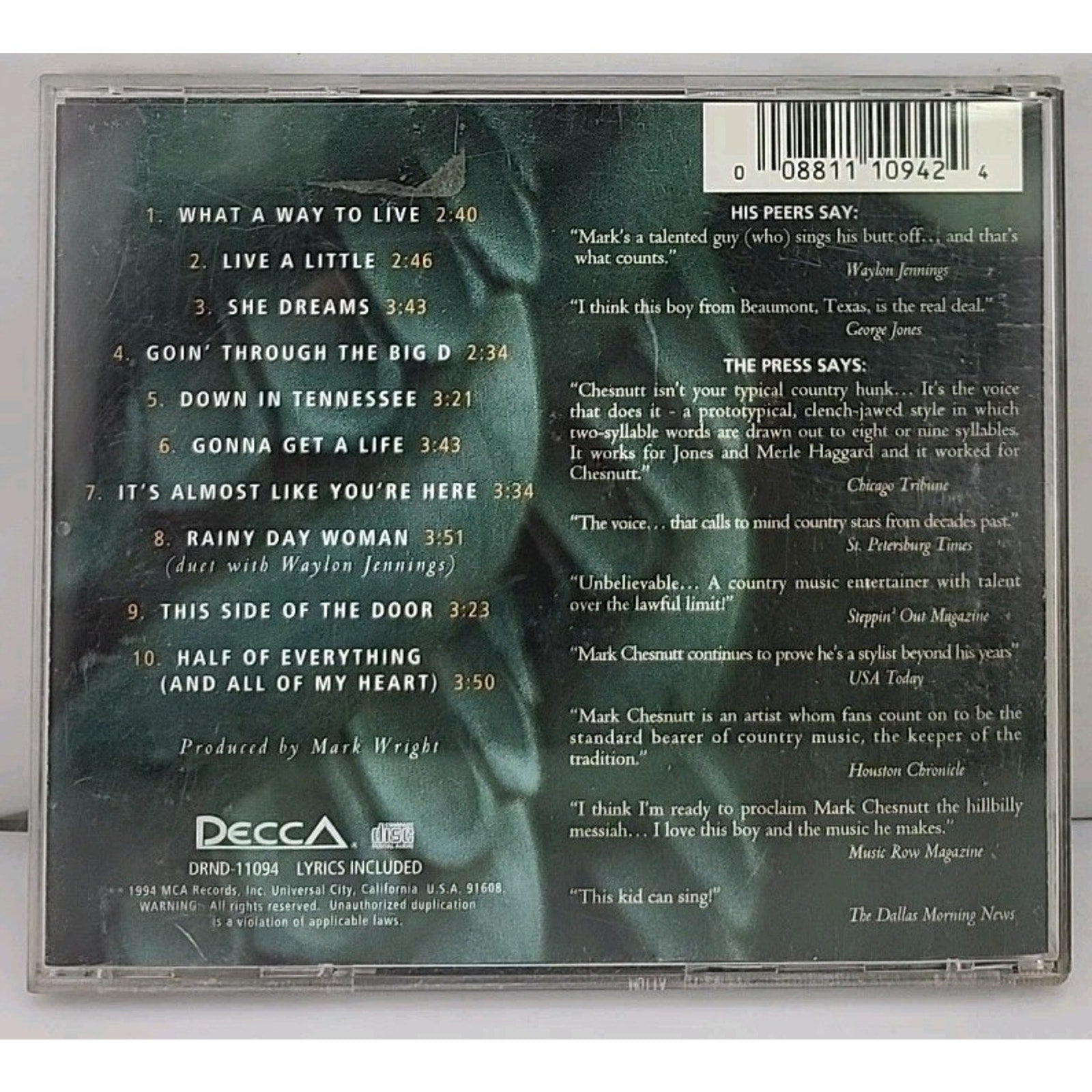 Mark Chesnutt - What a Way to Live (CD, 1994, MCA)