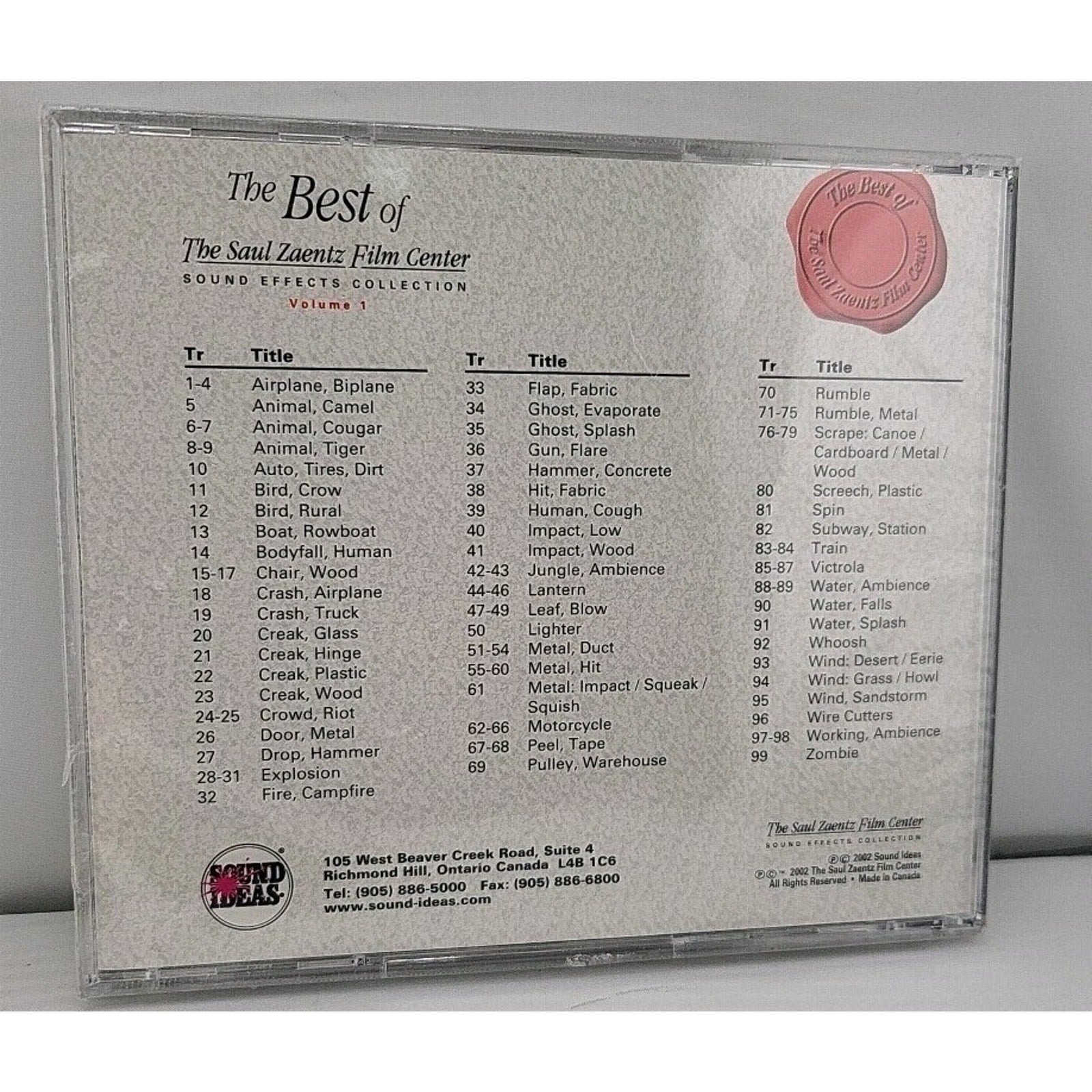 The Best Of The Saul Zaentz Film Center - Sound Effects Collection Vol. 1 CD NEW
