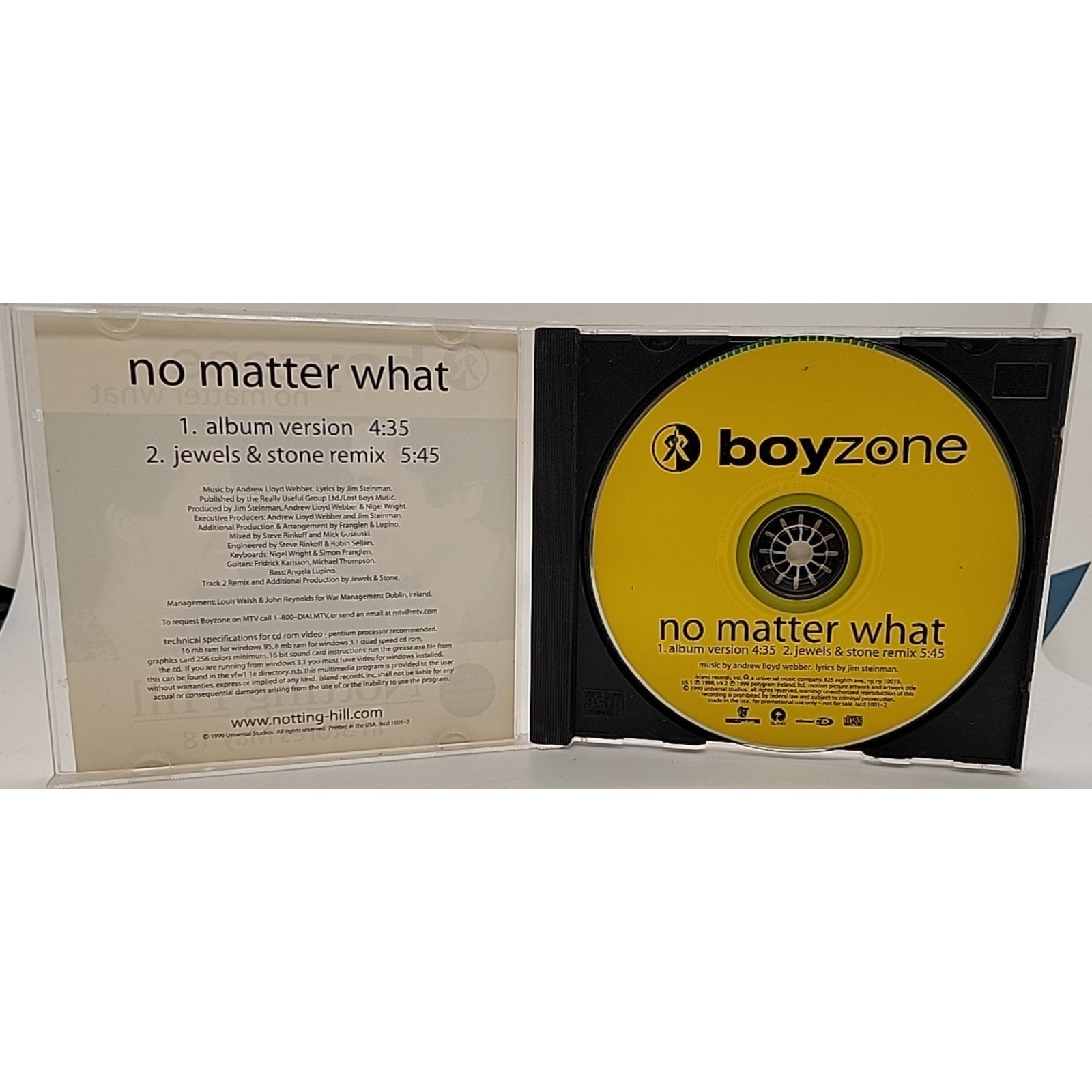 Boyzone - No Matter What CD 1999 Notting Hill 2 TRACK SINGLE