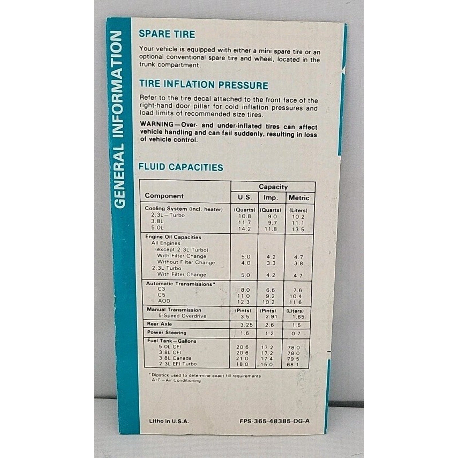 1985 Mercury Cougar Operating Guide