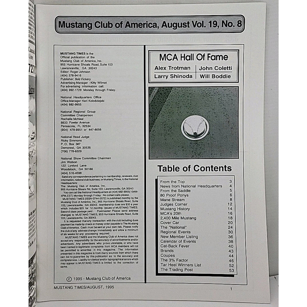 Mustang Times Magazine - August 1995 - Vol. 19 No. 8