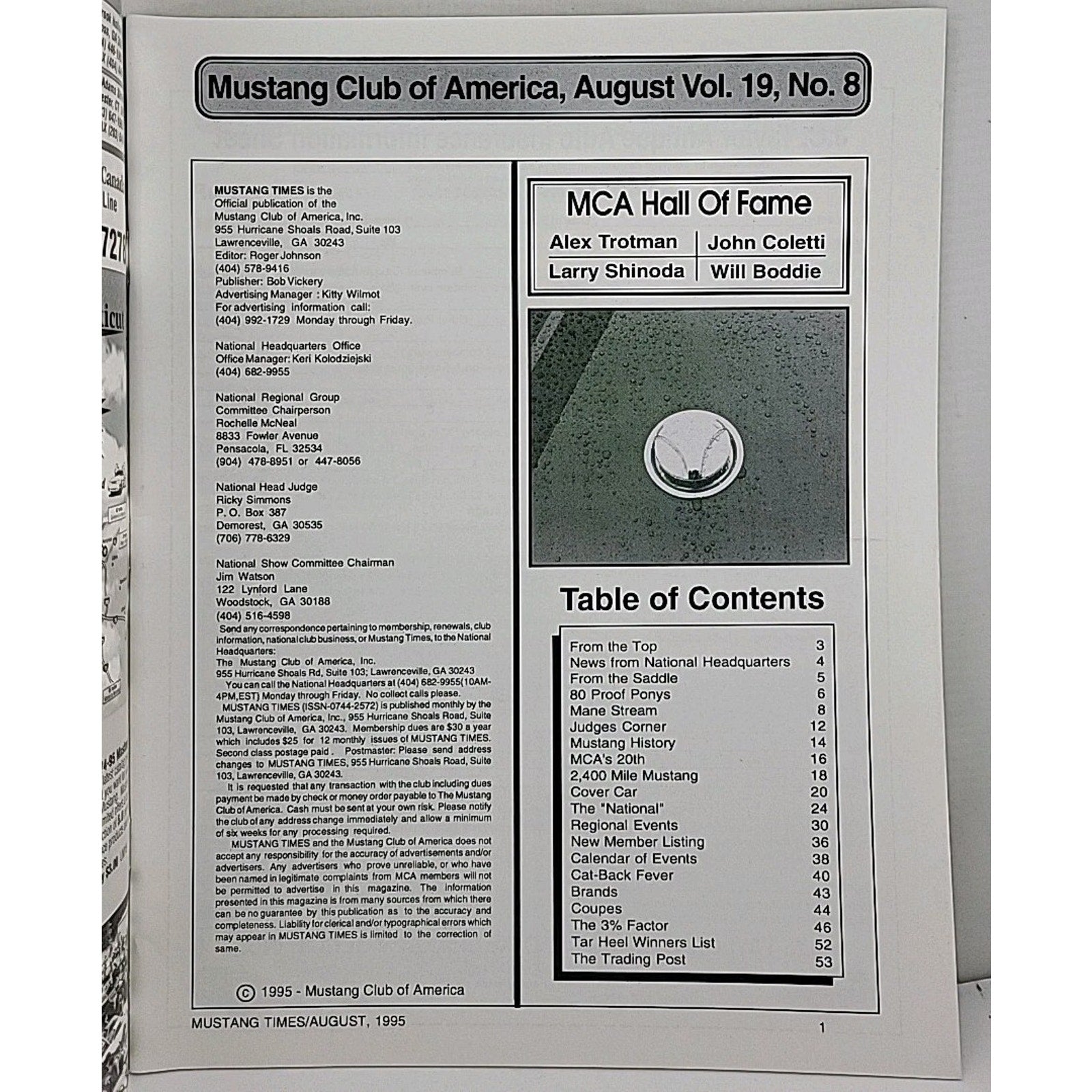 Mustang Times Magazine - August 1995 - Vol. 19 No. 8