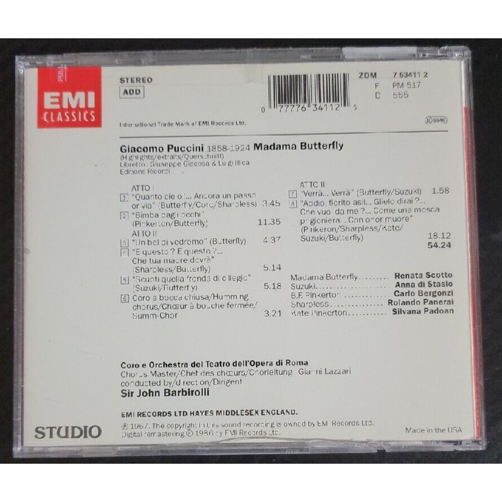 Giacomo Puccini~Madama Butterfly Highlights (CD, EMI Music Distribution)