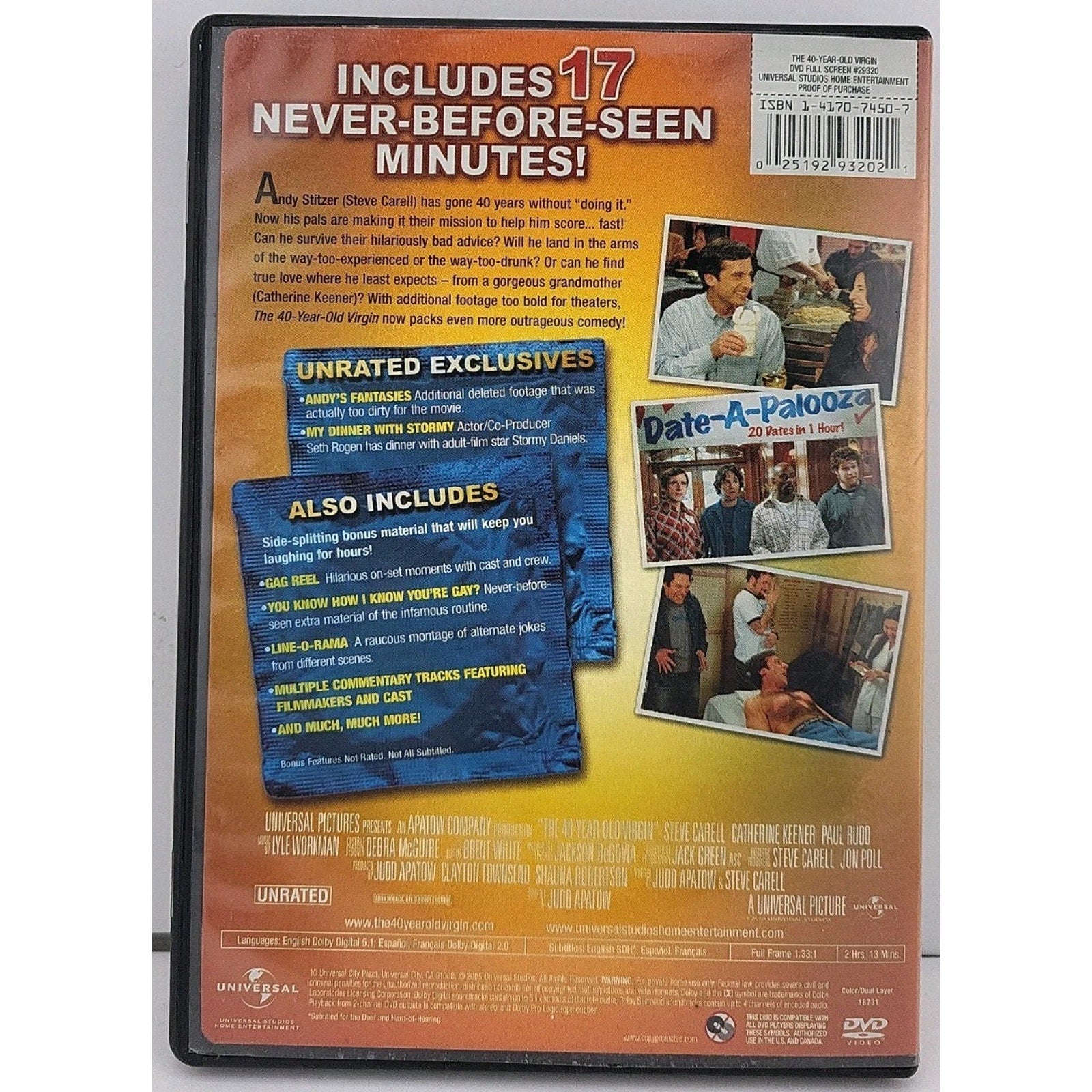 The 40-Year-Old Virgin (DVD, 2005, Full Frame Unrated)