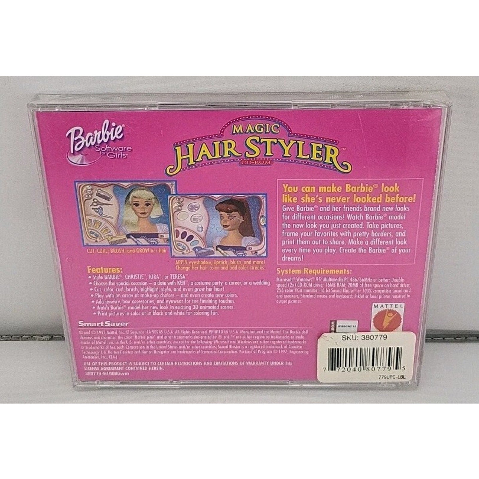 1997 Barbie - Magic Hair Styler PC Software Game CD-ROM Windows 95 *Brand New*