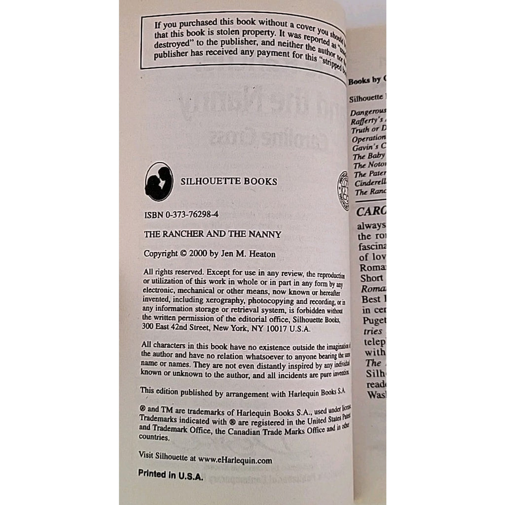 Rancher and the Nanny by Caroline Cross (2000, Mass Market)