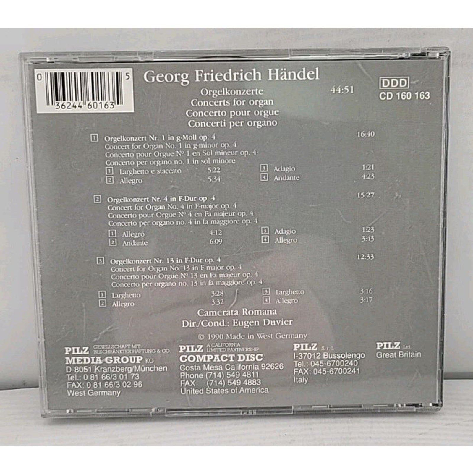 Georg Friedrich Händel Orgelkonzerte Vienna Master Series CD