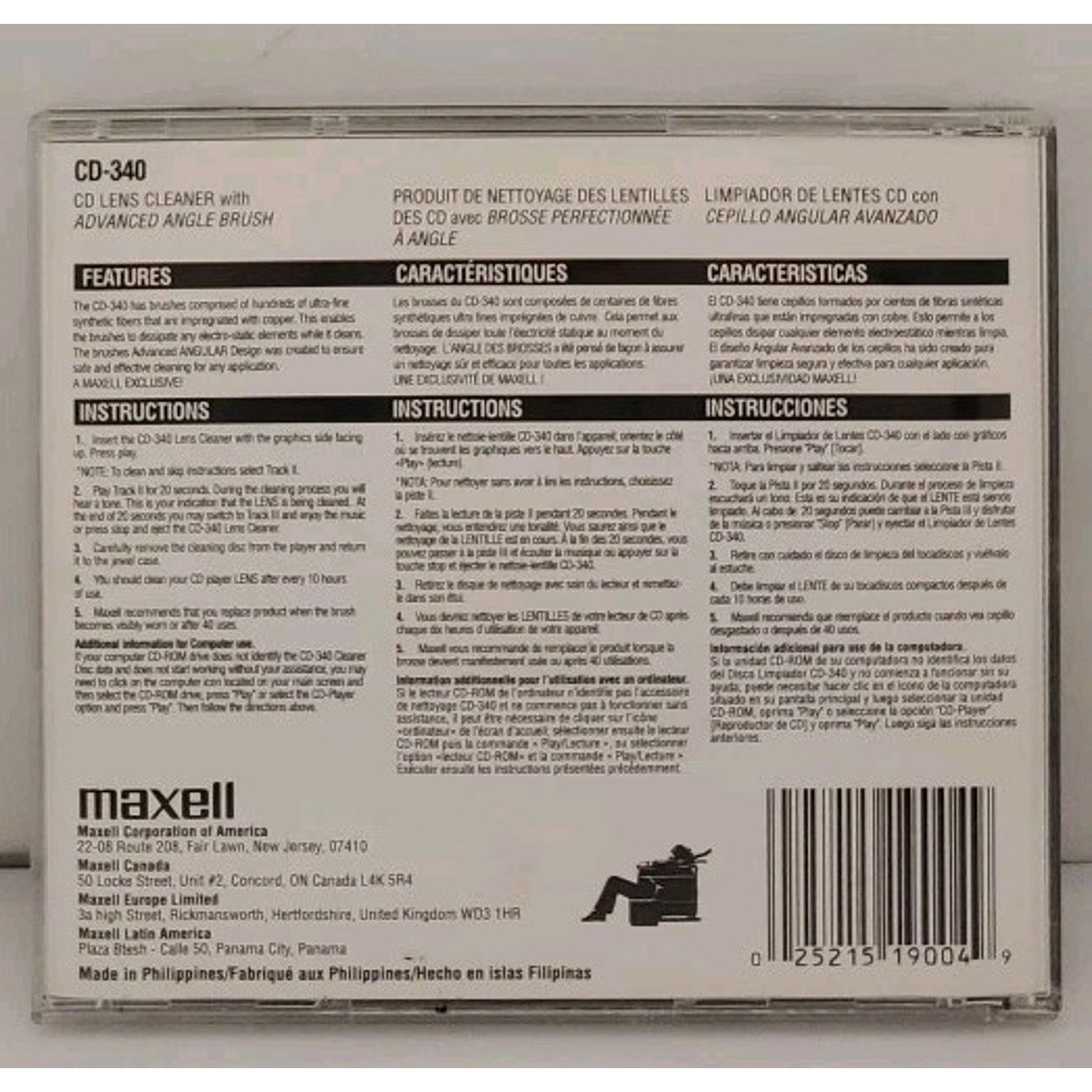 Maxell 190048 CD340 Laser Lens Cleaner