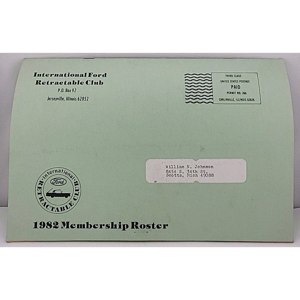 International Ford Retractable Club - 1982 Membership Roster