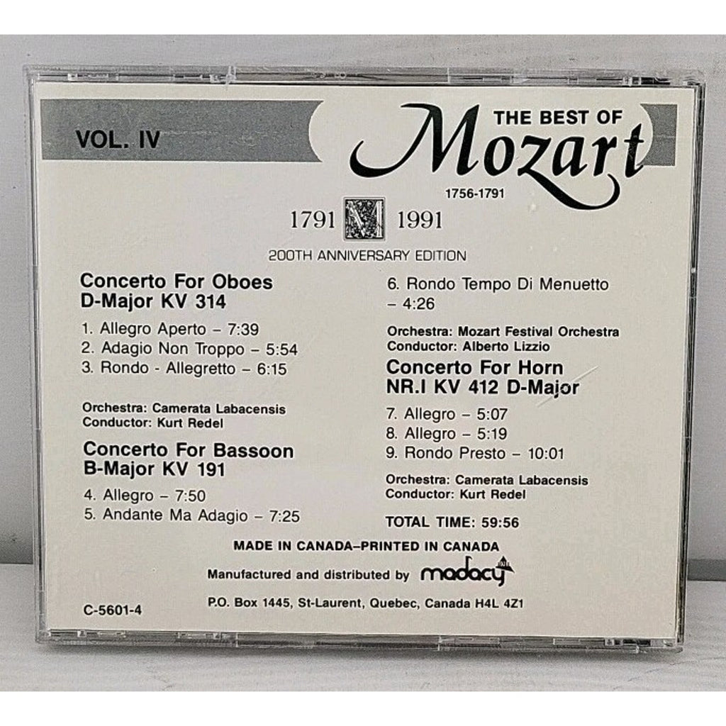 The Best of Mozart 1756-1791 200th Bicentennial Edition Volume 4 CD l3444