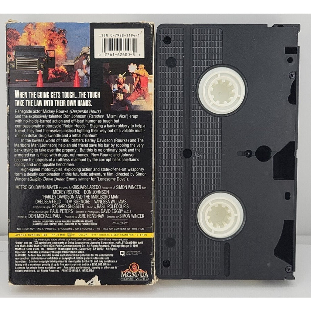 Harley Davidson and the Marlboro Man (VHS 1991) Mickey Rourke, VHS