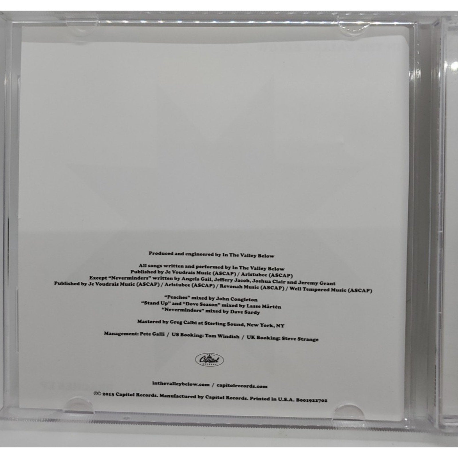 Peaches - In The Valley Below - EP Promo CD 2013 Capitol Records 4 Songs