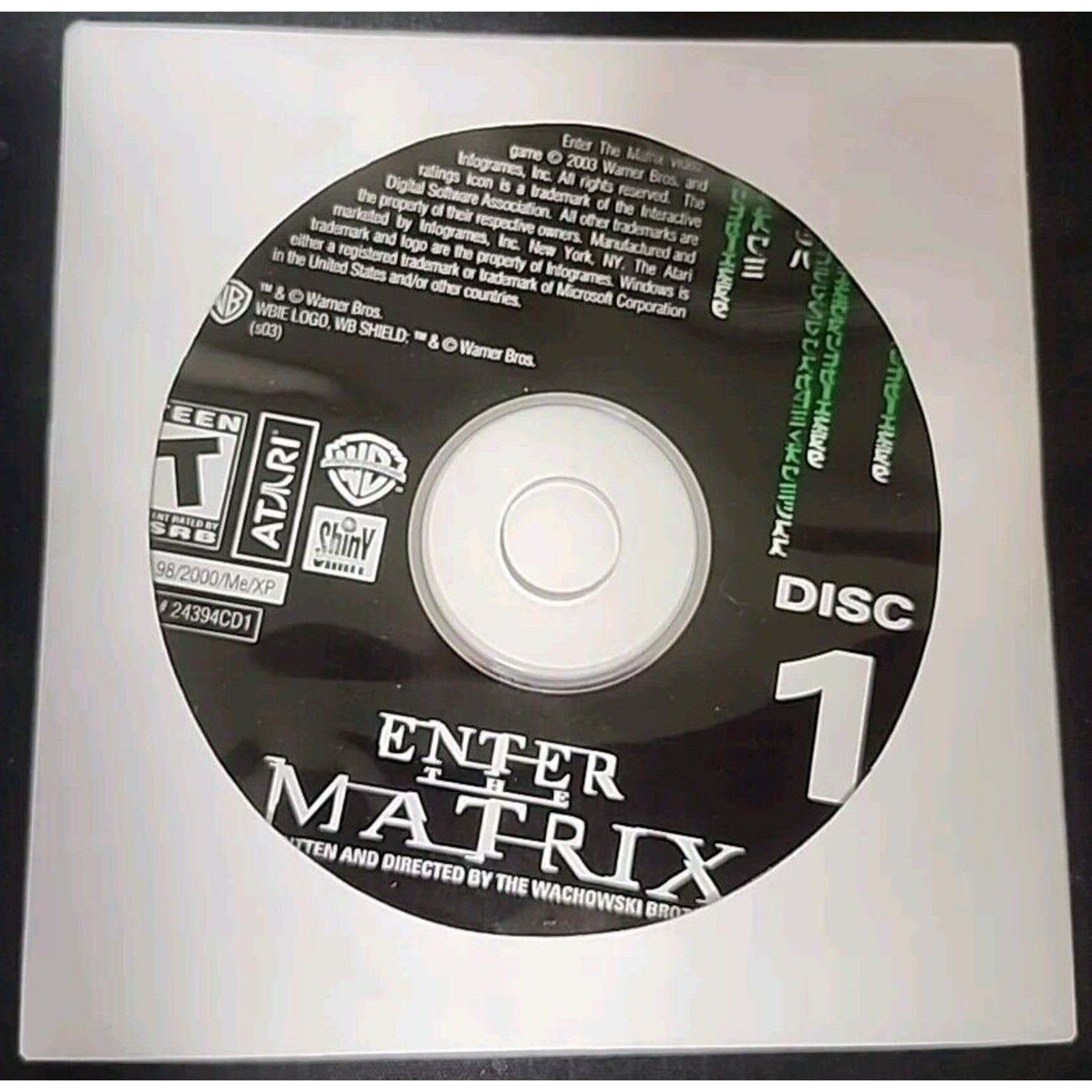 Enter the Matrix CD-ROM (PC, 2003) 4 Disc Game MISSING DISC 4