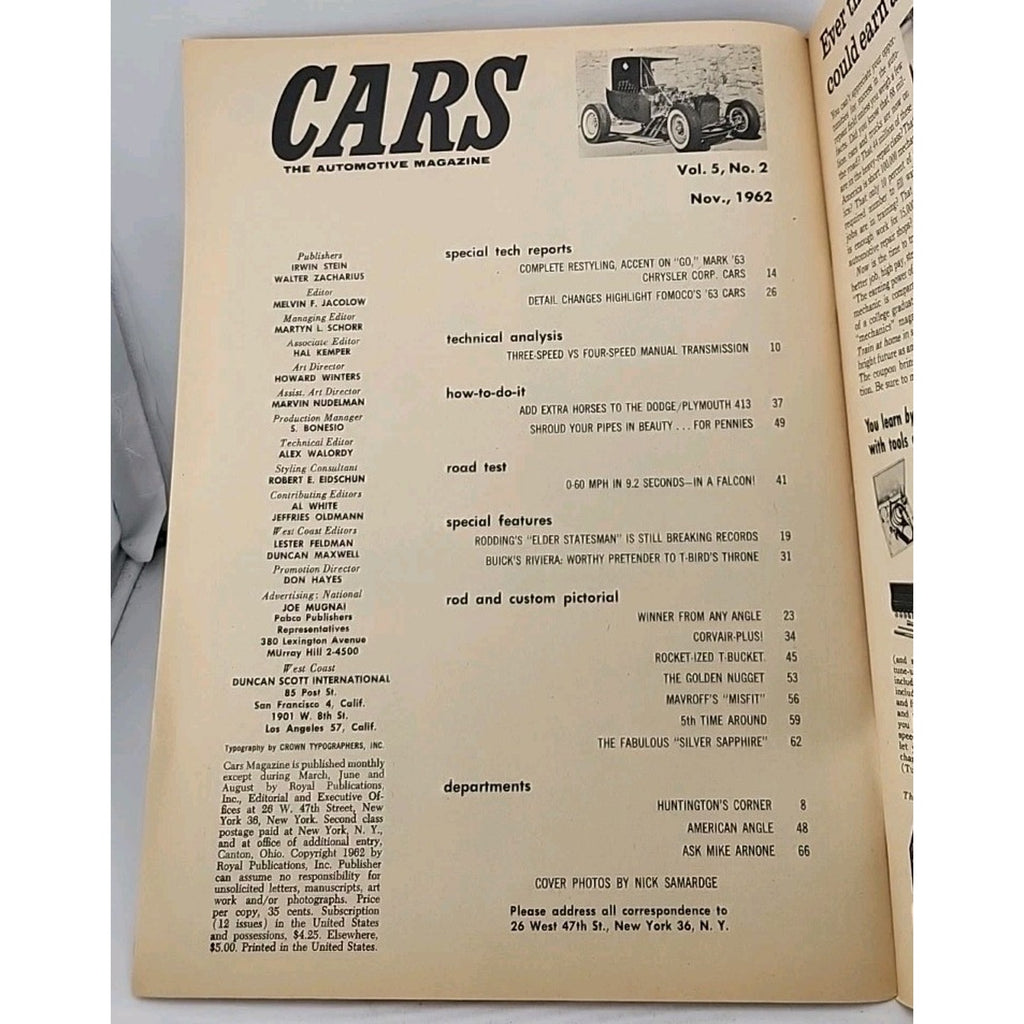Cars The Automotive Magazine - November 1962 - Vol. 5 No. 2