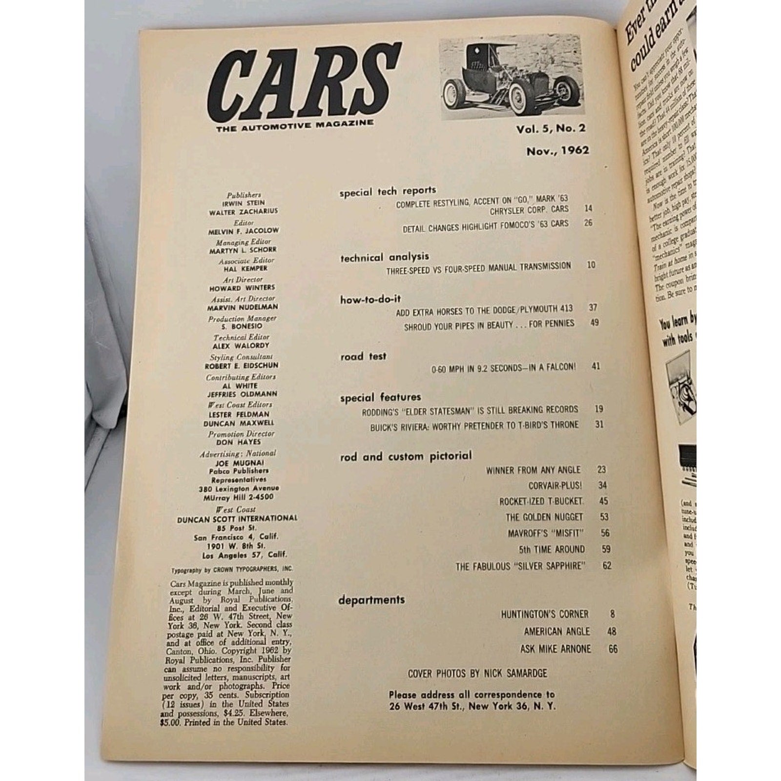 Cars The Automotive Magazine - November 1962 - Vol. 5 No. 2