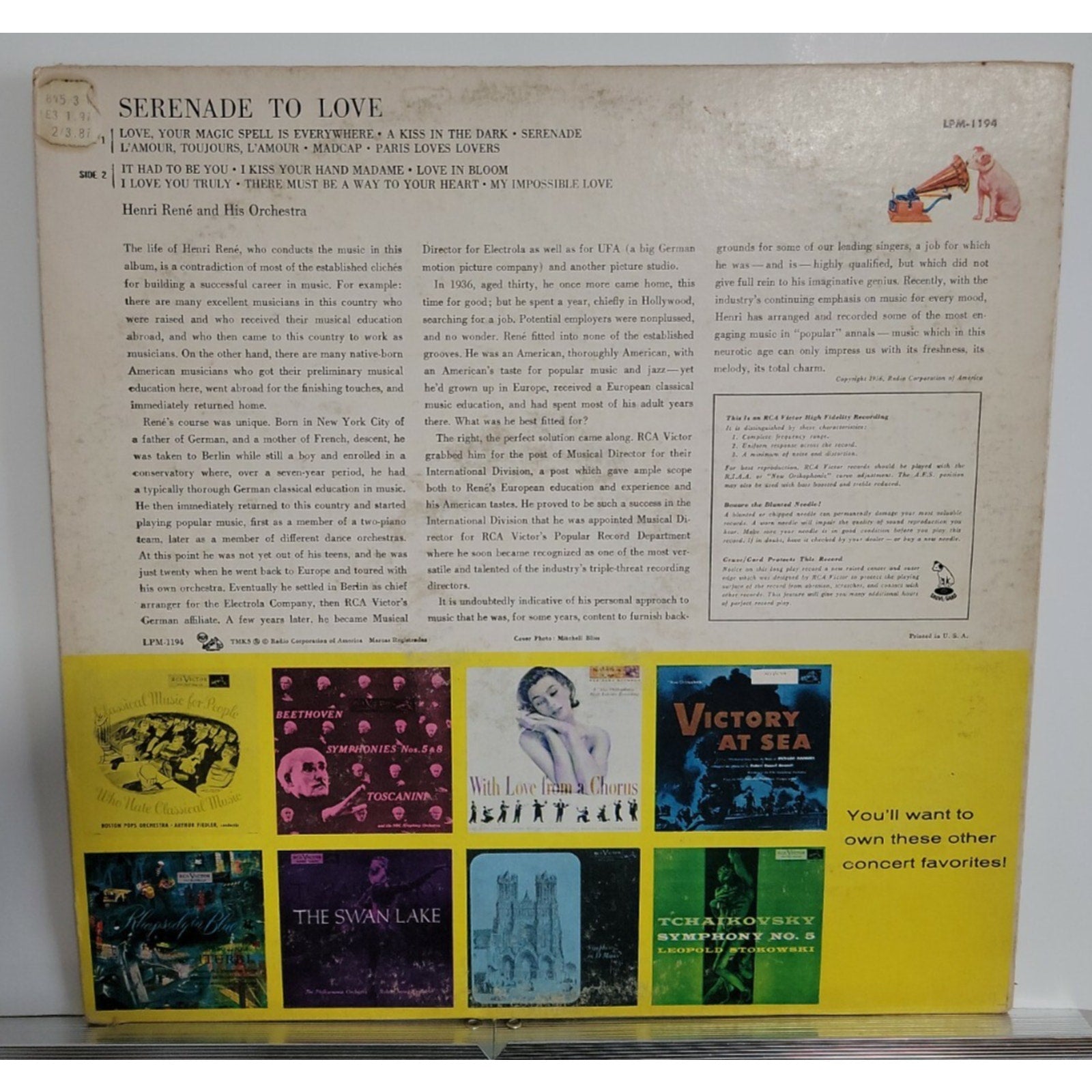 Henri René And His Orchestra – Serenade To Love (Vinyl)