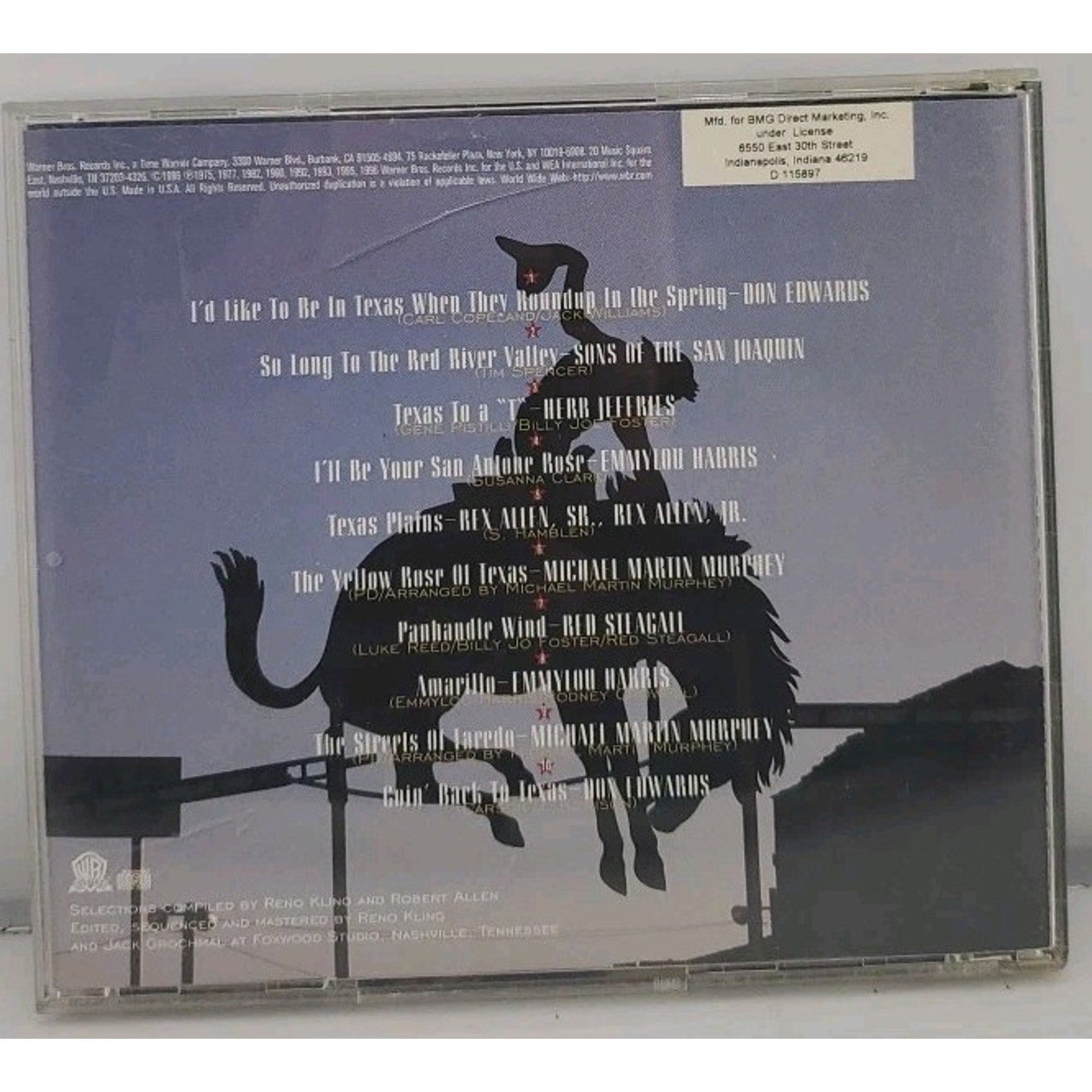 Songs of Texas by Various Artists (CD, Sep-1996, Warner Bros.)
