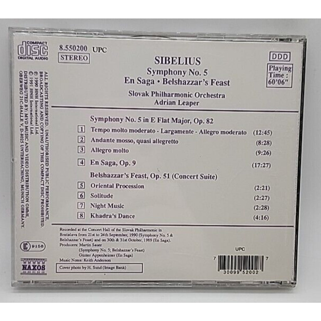Symphony No. 5 in E-Flat Major, Op. 82 Sym 5/En Saga by J. Sibelius (CD, 1994)