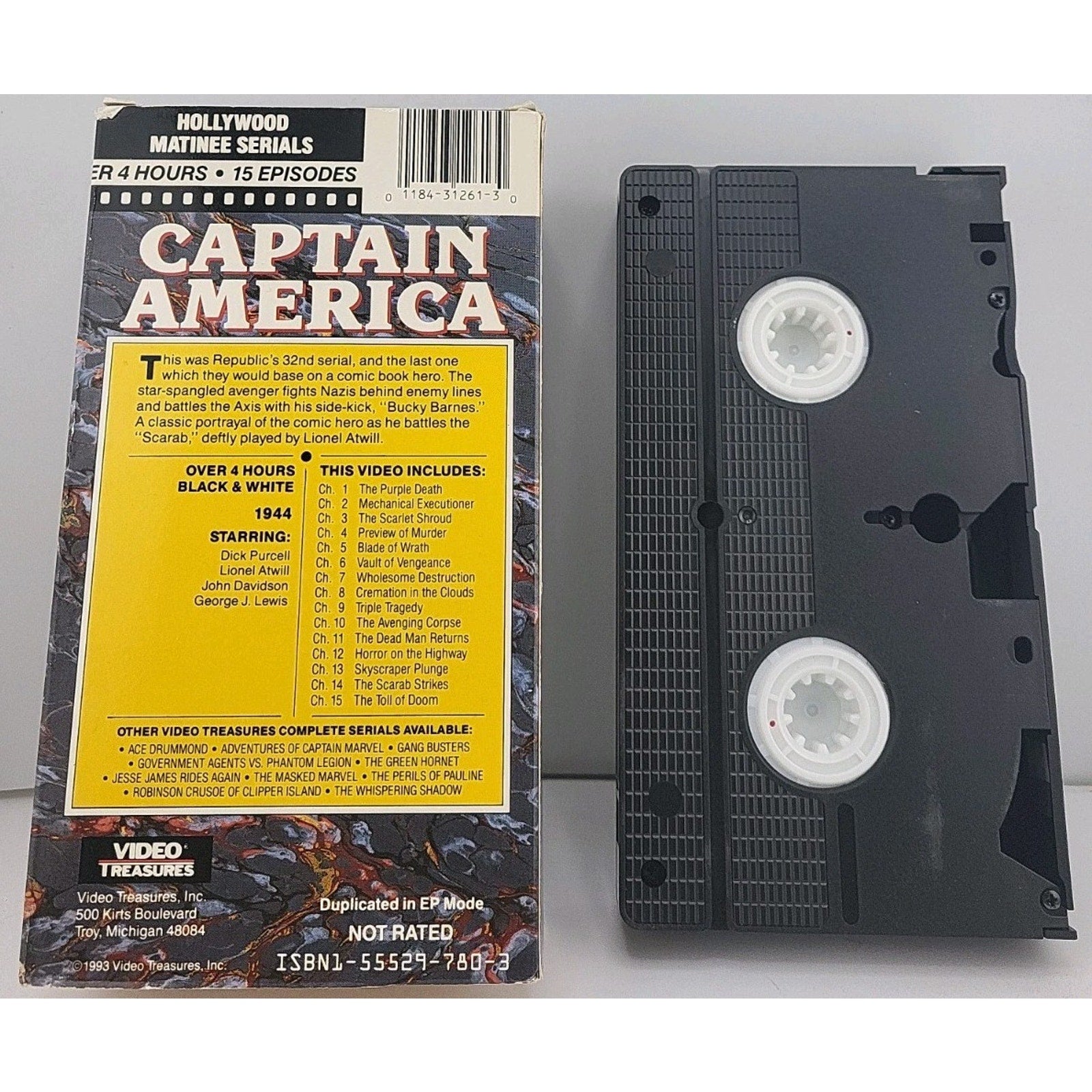 Captain America VHS Hollywood Matinee Serials 1944 Video Treasures