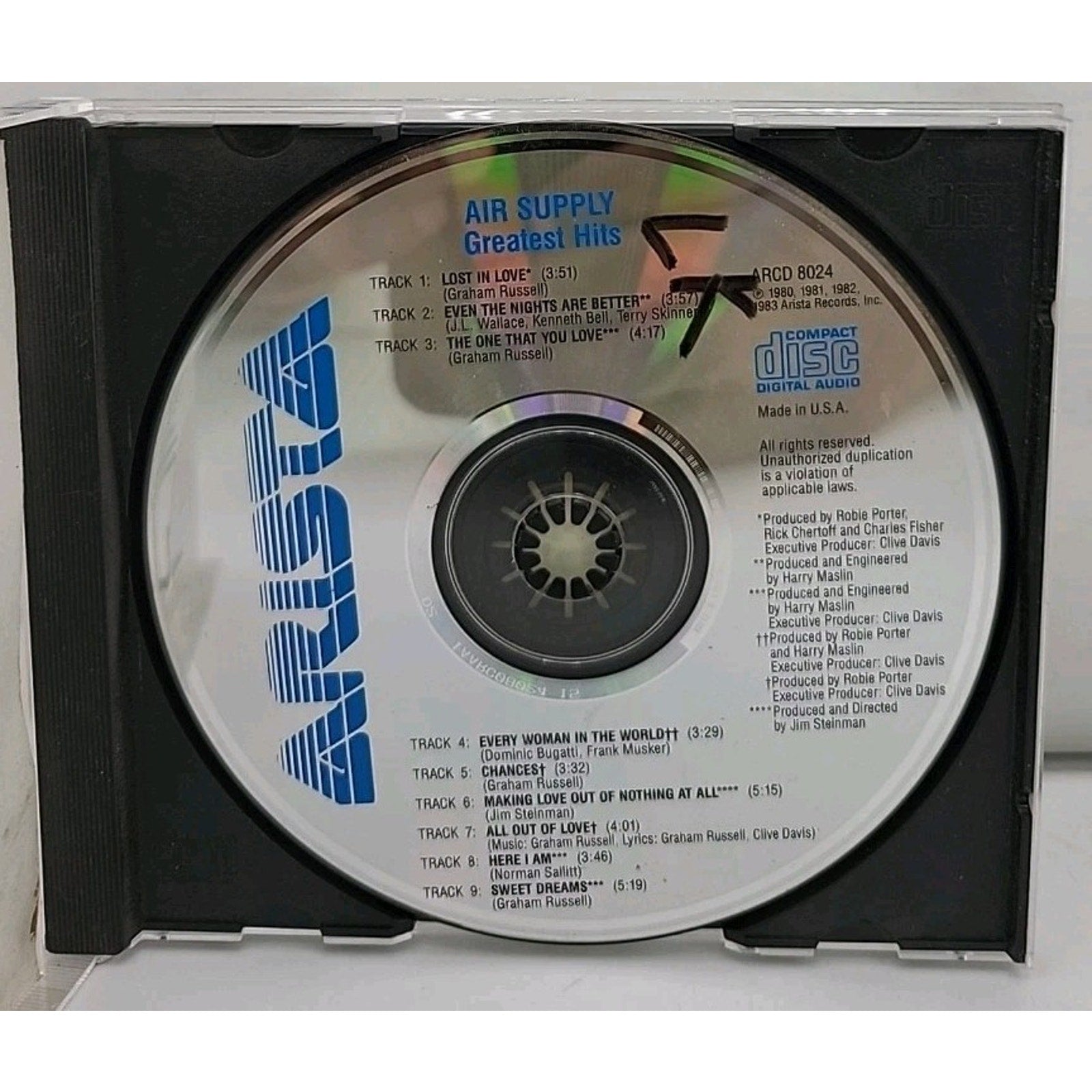 Greatest Hits by Air Supply (CD, 1984, Arista)