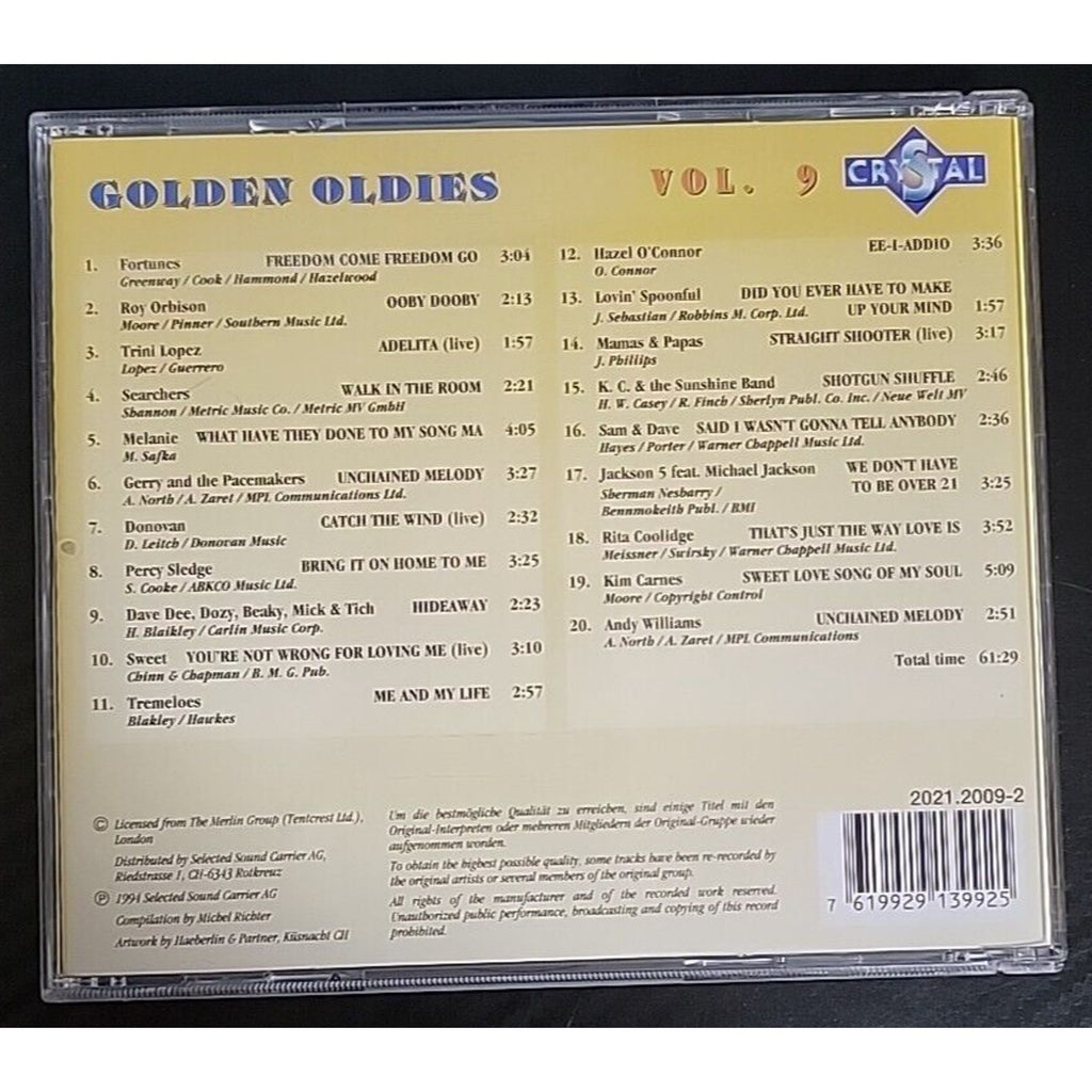 Golden Oldies Vol.9 V/A 20 Songs (Cd Crystal Import)