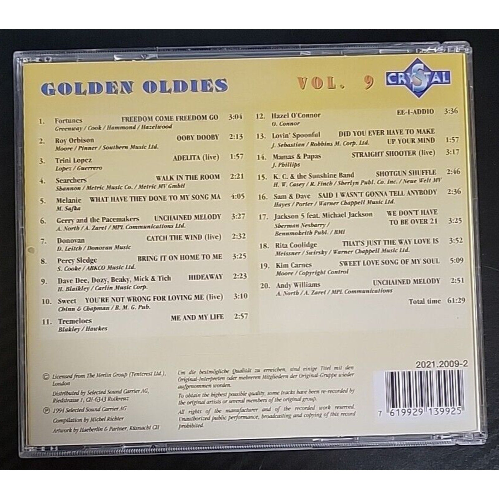 Golden Oldies Vol.9 V/A 20 Songs (Cd Crystal Import)