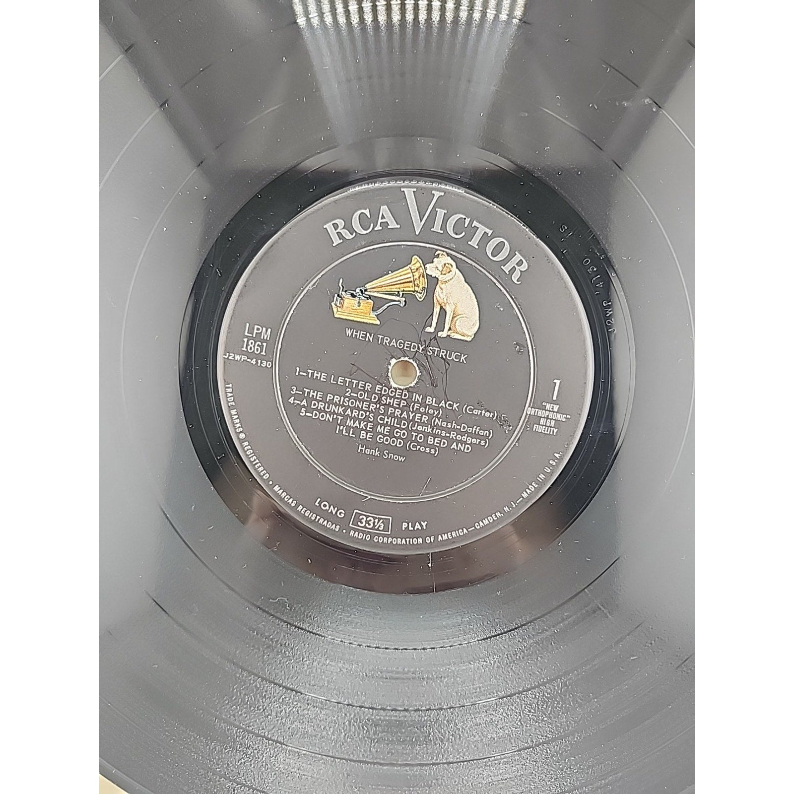 1957 Hank Snow When Tragedy Struck Mono LP RCA Victor LPM 1861 Country