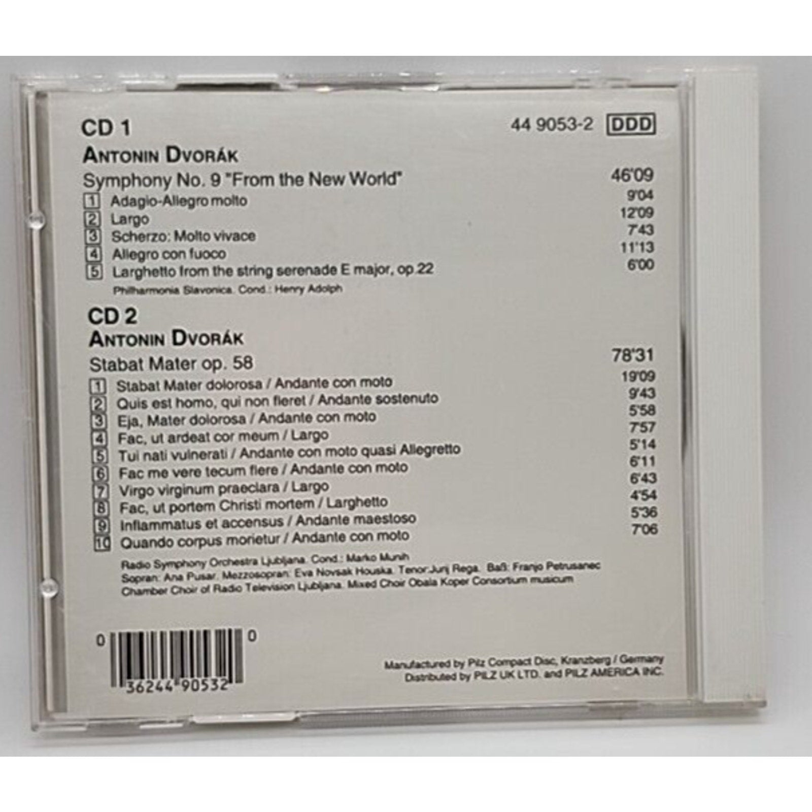 CD Antonin Dvorak Symphony No 9 From the New World Stabat Mater DDD