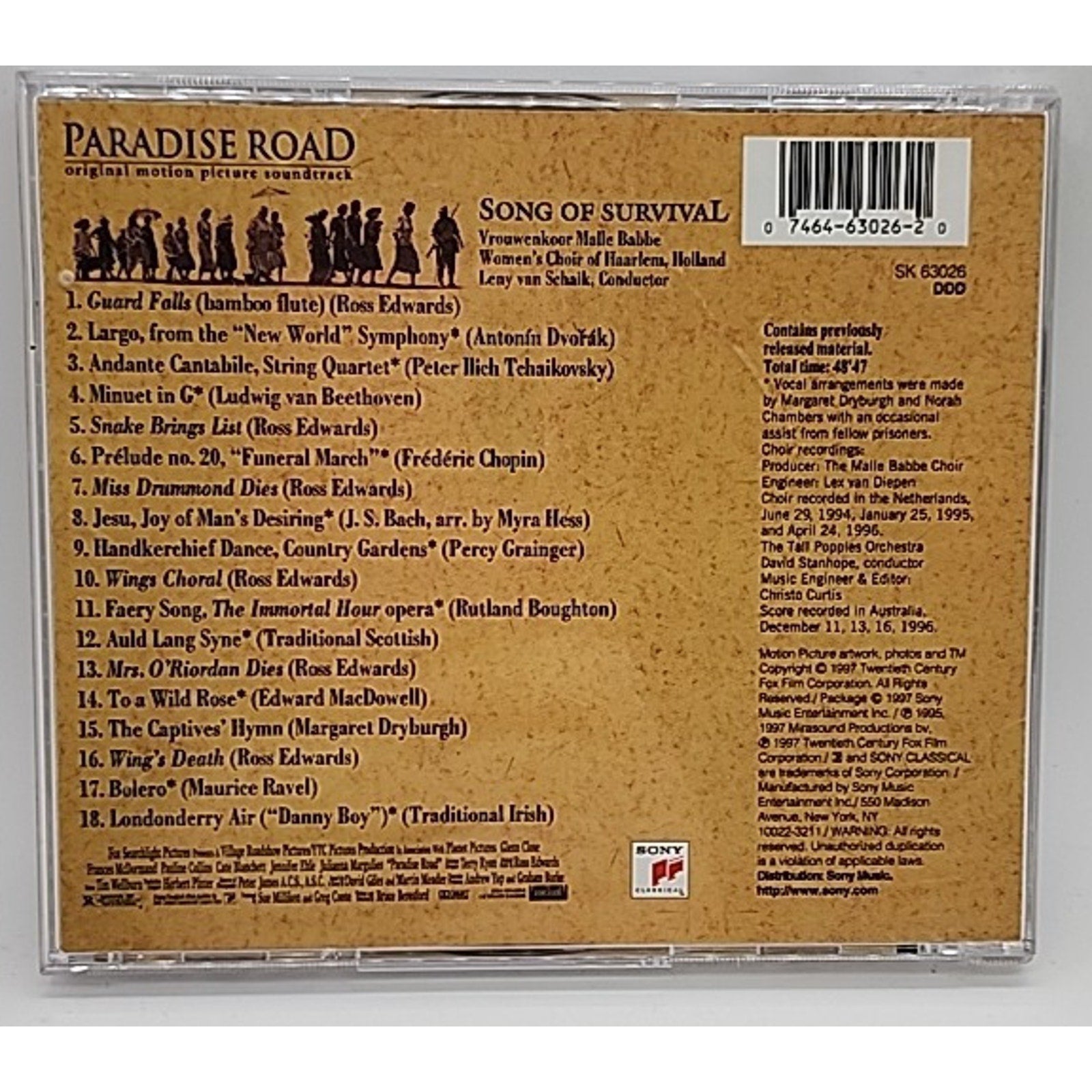 Soundtrack by Paradise Road / O.S.T. (CD, 1997)